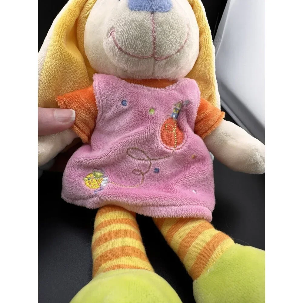 MOTS D'ENFANTS Soft Embroidered Bunny Rabbit Stuffed Animal Plush Made in France